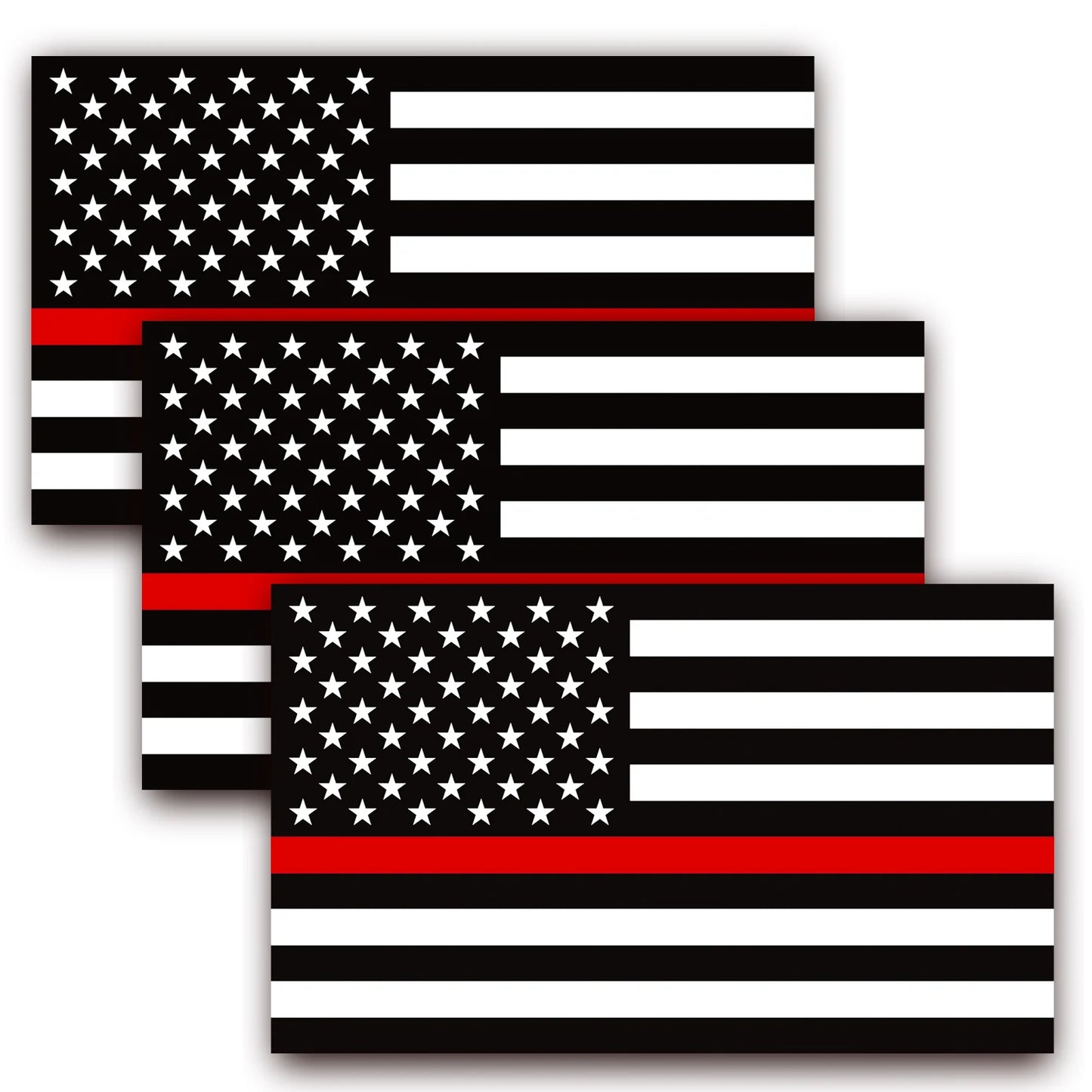 Thin Red Line USA Flag Decal - 3 Pack