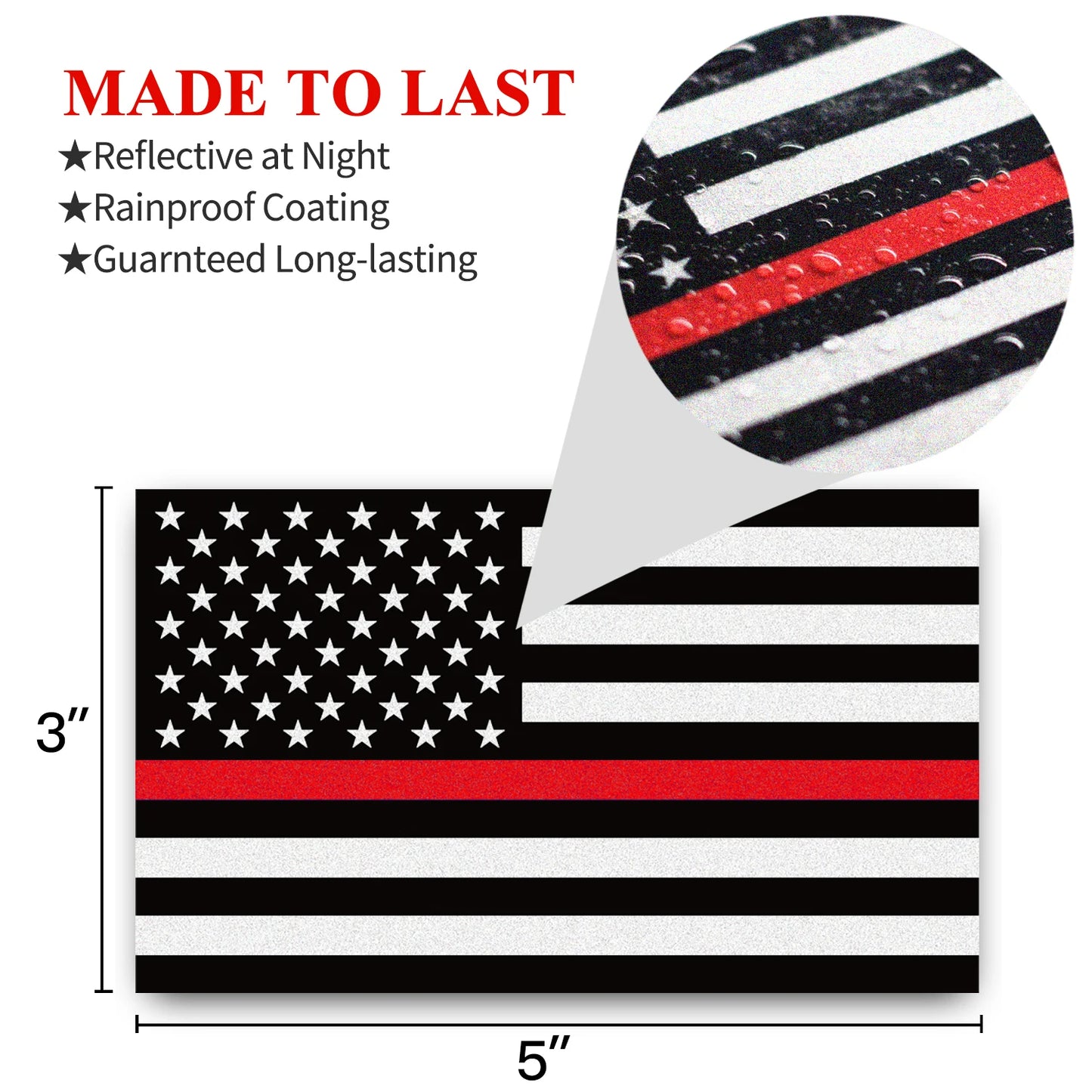 Thin Red Line USA Flag Decal - 3 Pack